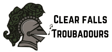 Clear Falls Troubadours logo.