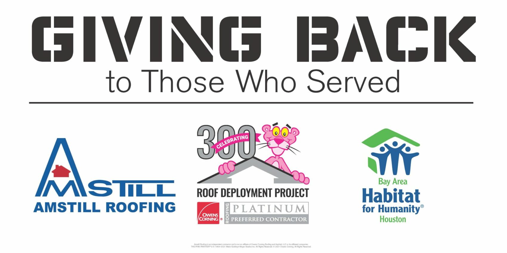 "Giving back to those who served - Amstill Roofing, Owens Corning, Bay Area Habitat.